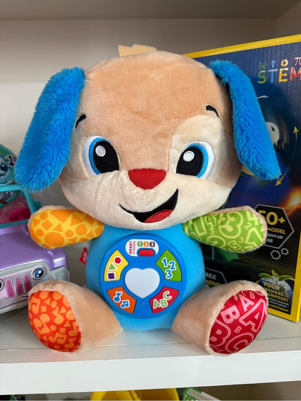 Fisher-Price Tan Plush Learning Puppy with Bright Blue Ears